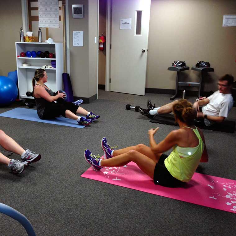 People exercising in a gym